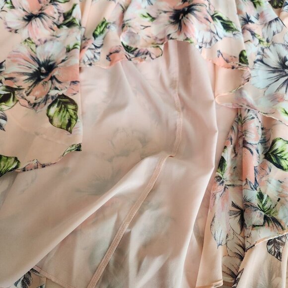 Eliza J Maxi Dress Womens‎ 18 Pink Floral Ruffle High Low Blush V-Neck Spring - Picture 11 of 16